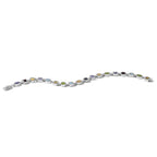 Sterling Silver 7inch Rhod Plated Rainbow Multi-gemstone Bracelet