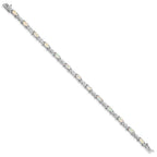 Sterling Silver Rhodium-plated White Created Opal and CZ 7.5inch Bracelet