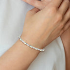 Sterling Silver Rhodium-plated White Created Opal and CZ 7.5inch Bracelet
