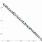 Sterling Silver Rhodium-plated White Created Opal and CZ 7.5inch Bracelet