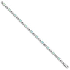 Sterling Silver Rhodium-plated CZ and Created Opal XO 7inch Bracelet