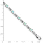 Sterling Silver Rhodium-plated CZ and Created Opal XO 7inch Bracelet
