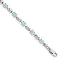 Sterling Silver Rhodium-plated CZ and Created Opal XO 7inch Bracelet