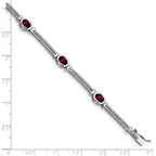 Sterling Silver Rhodium Plated Garnet Bracelet