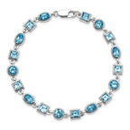 Sterling Silver Rhodium-plated Blue Topaz Bracelet