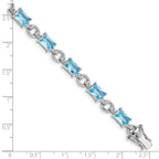 Sterling Silver Rhodium-plated Blue and Clear CZ Bracelet