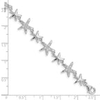 Sterling Silver Rhodium-plated CZ Starfish 7.25 inch Bracelet