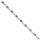 Sterling Silver Rhodium-plated Diamond & Amethyst Bracelet