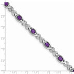 Sterling Silver Rhodium-plated Diamond & Amethyst Bracelet