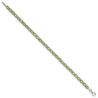 Sterling Silver Rhodium-plated Peridot and Diamond Bracelet