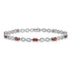 Sterling Silver Rhodium-plated Garnet Bracelet