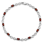 Sterling Silver Rhodium-plated Garnet Bracelet
