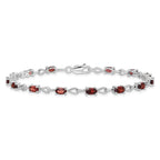 Sterling Silver Rhodium-plated Garnet Bracelet