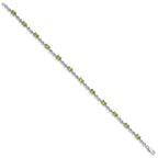 Sterling Silver Rhodium-plated Peridot Bracelet
