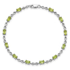 Sterling Silver Rhodium-plated Peridot Bracelet