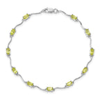 Sterling Silver Rhodium-plated Peridot Bracelet