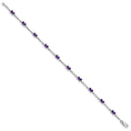 Sterling Silver Rhodium-plated Amethyst Bracelet