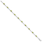 Sterling Silver Rhodium-plated Peridot Bracelet