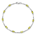 Sterling Silver Rhodium-plated Peridot Bracelet