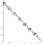 Sterling Silver Rhodium-plated Blue Topaz & Diamond Bracelet