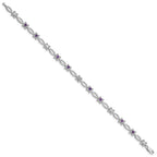 Sterling Silver Rhodium-plated Amethyst & Diamond Bracelet