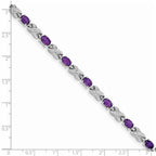 Sterling Silver Rhodium-plated Amethyst Bracelet