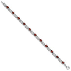 Sterling Silver Rhodium-plated Garnet Bracelet