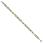 Sterling Silver Rhodium-plated Peridot Bracelet