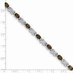 Sterling Silver Rhodium-plated Smoky Quartz Bracelet
