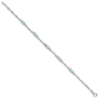 Sterling Silver Rhodium-plated Aquamarine and Diamond Bracelet