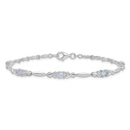 Sterling Silver Rhodium-plated Aquamarine and Diamond Bracelet