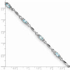 Sterling Silver Rhodium-plated Aquamarine and Diamond Bracelet