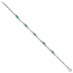 Sterling Silver Rhodium-plated Emerald and Diamond Bracelet
