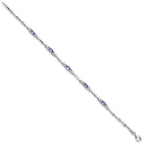 Sterling Silver Rhodium-plated Tanzanite and Diamond Bracelet