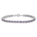Sterling Silver Rhodium-plated Amethyst and Diamond Bracelet