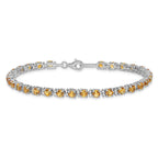 Sterling Silver Rhodium-plated Citrine and Diamond Bracelet