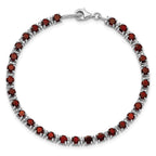 Sterling Silver Rhodium-plated Garnet and Diamond Bracelet