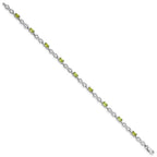 Sterling Silver Rhodium-plated Peridot Bracelet