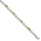 Sterling Silver Rhodium-plated Peridot Bracelet