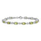 Sterling Silver Rhodium-plated Peridot White Topaz Bracelet