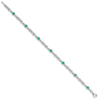 Sterling Silver Rhodium-plated Emerald and Diamond Bracelet
