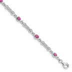 Sterling Silver Rhodium-plated Pink Tourmaline and Diamond Bracelet