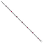 Sterling Silver Rhodium-plated Composite Ruby and Diamond Bracelet