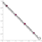 Sterling Silver Rhodium-plated Composite Ruby and Diamond Bracelet