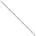 Sterling Silver Rhodium-plated Tanzanite and Diamond Bracelet