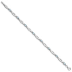 Sterling Silver Rhodium-plated Aquamarine and Diamond Bracelet