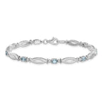 Sterling Silver Rhodium-plated Aquamarine and Diamond Bracelet