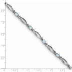 Sterling Silver Rhodium-plated Aquamarine and Diamond Bracelet