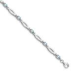 Sterling Silver Rhodium-plated Aquamarine and Diamond Bracelet