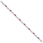 Sterling Silver Rhodium-plated Composite Ruby and Diamond Bracelet